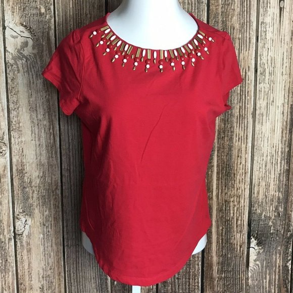 Ruby Rd Women's Shirt Blouse ~ Sz M ~ Red ~ Short - Picture 1 of 6